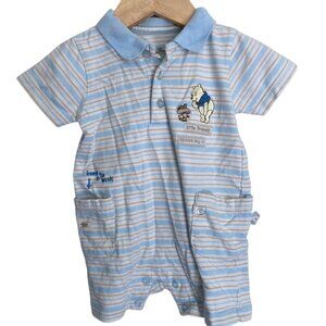 Vintage Winnie the Pooh Embroidered Baby Romper Friends in the Woods